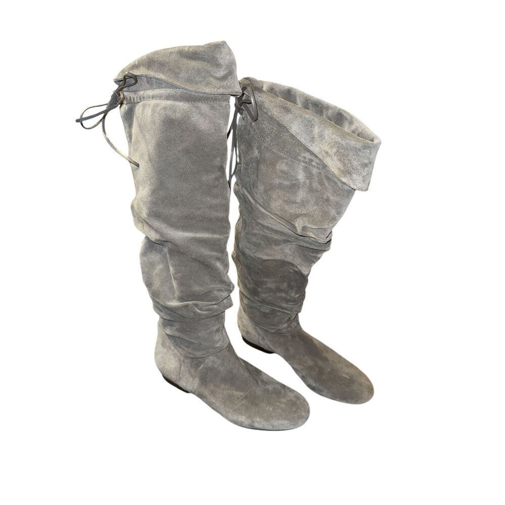 Enzo Angiolini Knee High Gray Suede Slouch Boots Size 8.5 - Picture 2 of 11